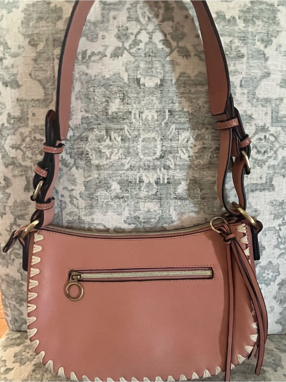 Women's Leather Shoulder Bag in Dusty Rose